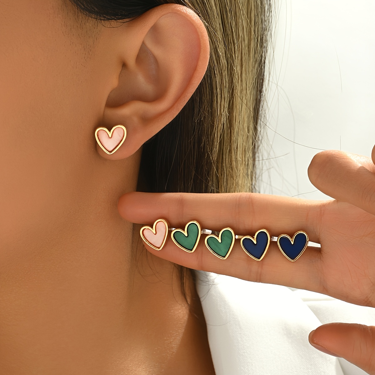 Colorful Heart Shaped Earrings Pair